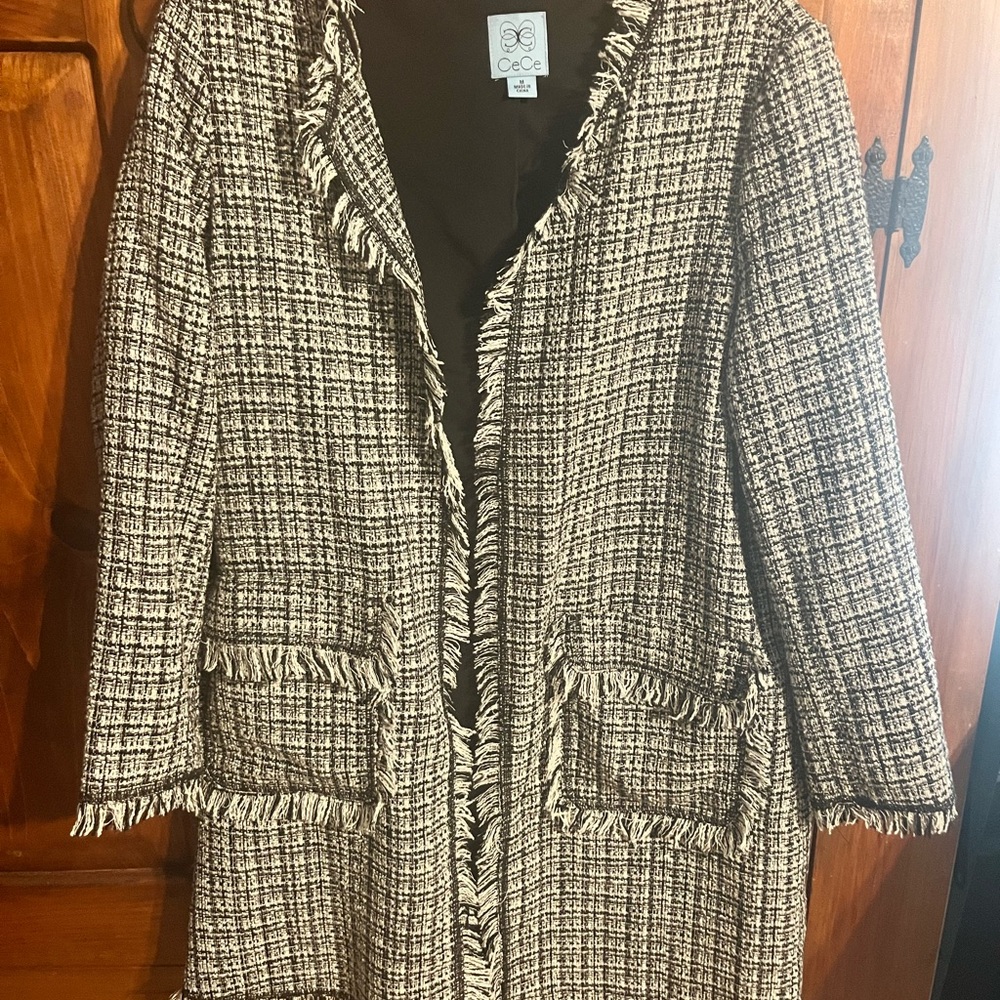 CeCe Black and White Blazer Classic Tailored Design